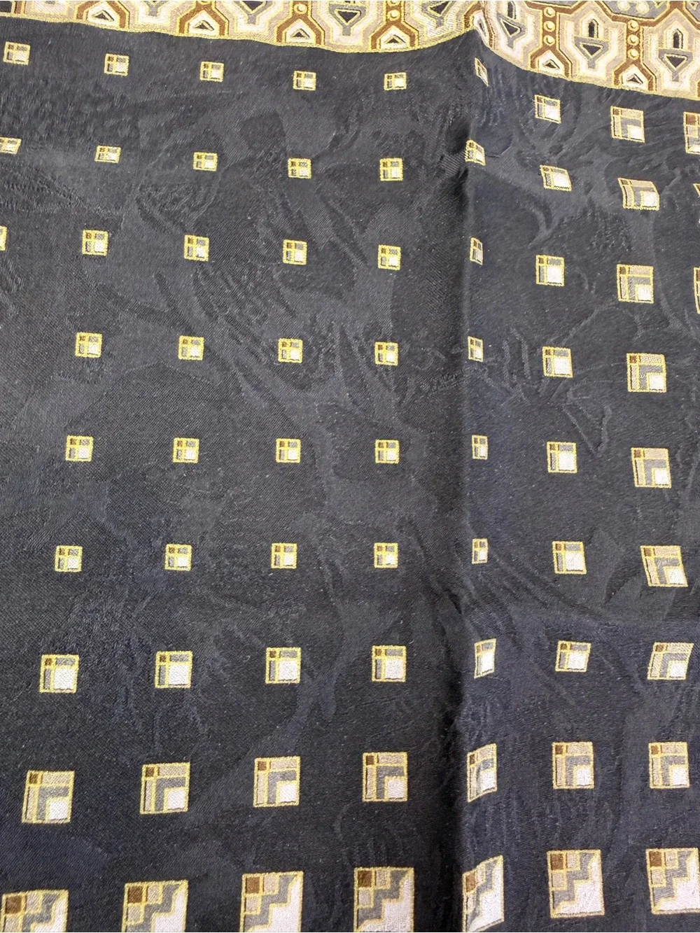 Sophisticated 🖤✨ Vintage Black & Gold Art Deco Pocket Square 12” x 12” ✨🖤